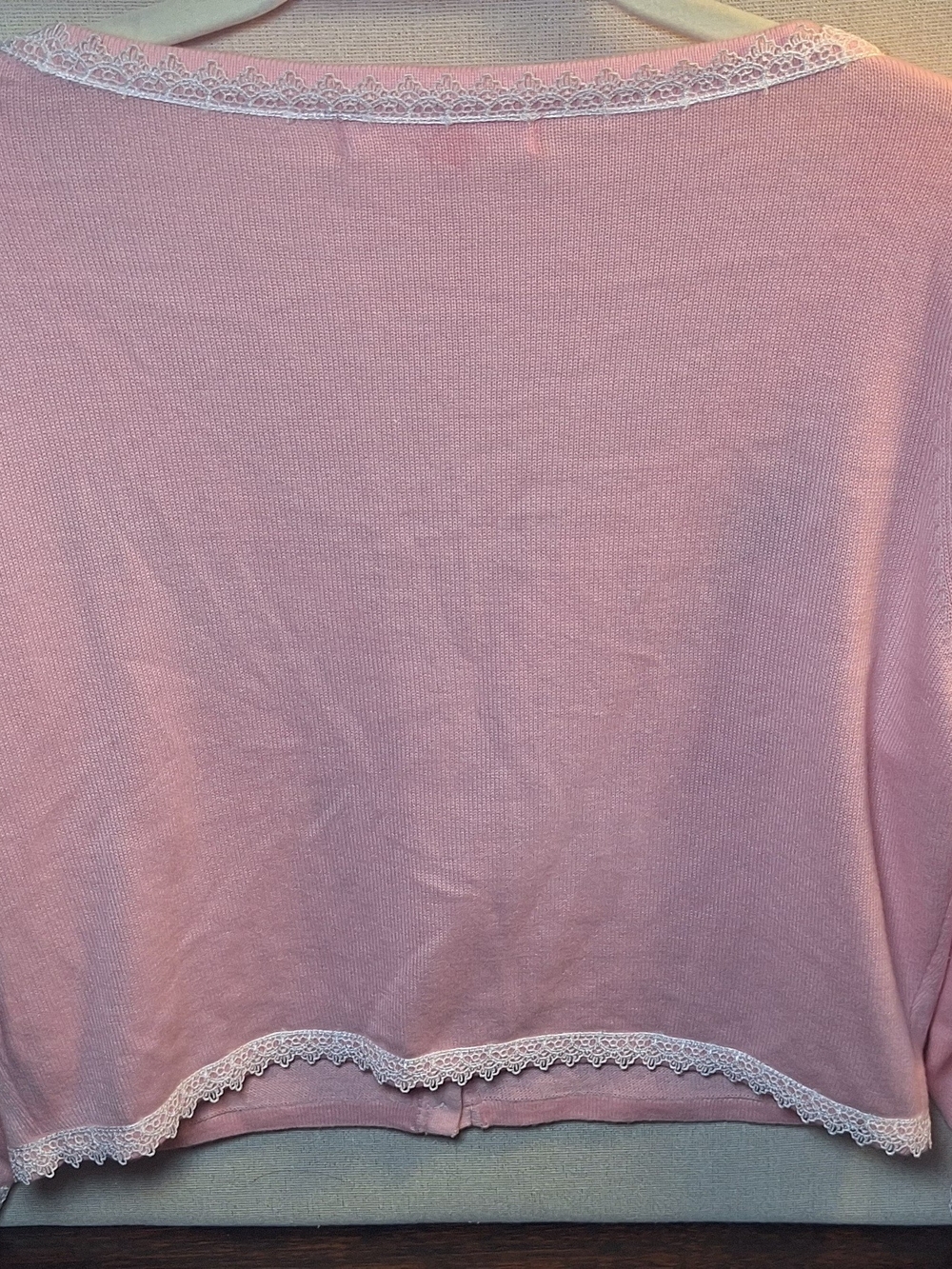 Dolls Kill Pink Embroidered Strawberry & Daisy Lace-Trim Cardigan - Picture 8 of 9
